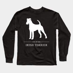 Irish Terrier Dog White Silhouette Long Sleeve T-Shirt